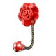 Red Flower Ceramic Wall Hook in Antique Fitting
